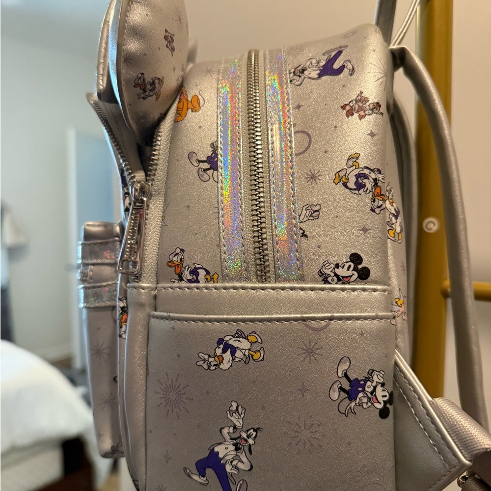 Disney Loungefly 100th Silver Set Backpack and Ears - Picture 6 of 9